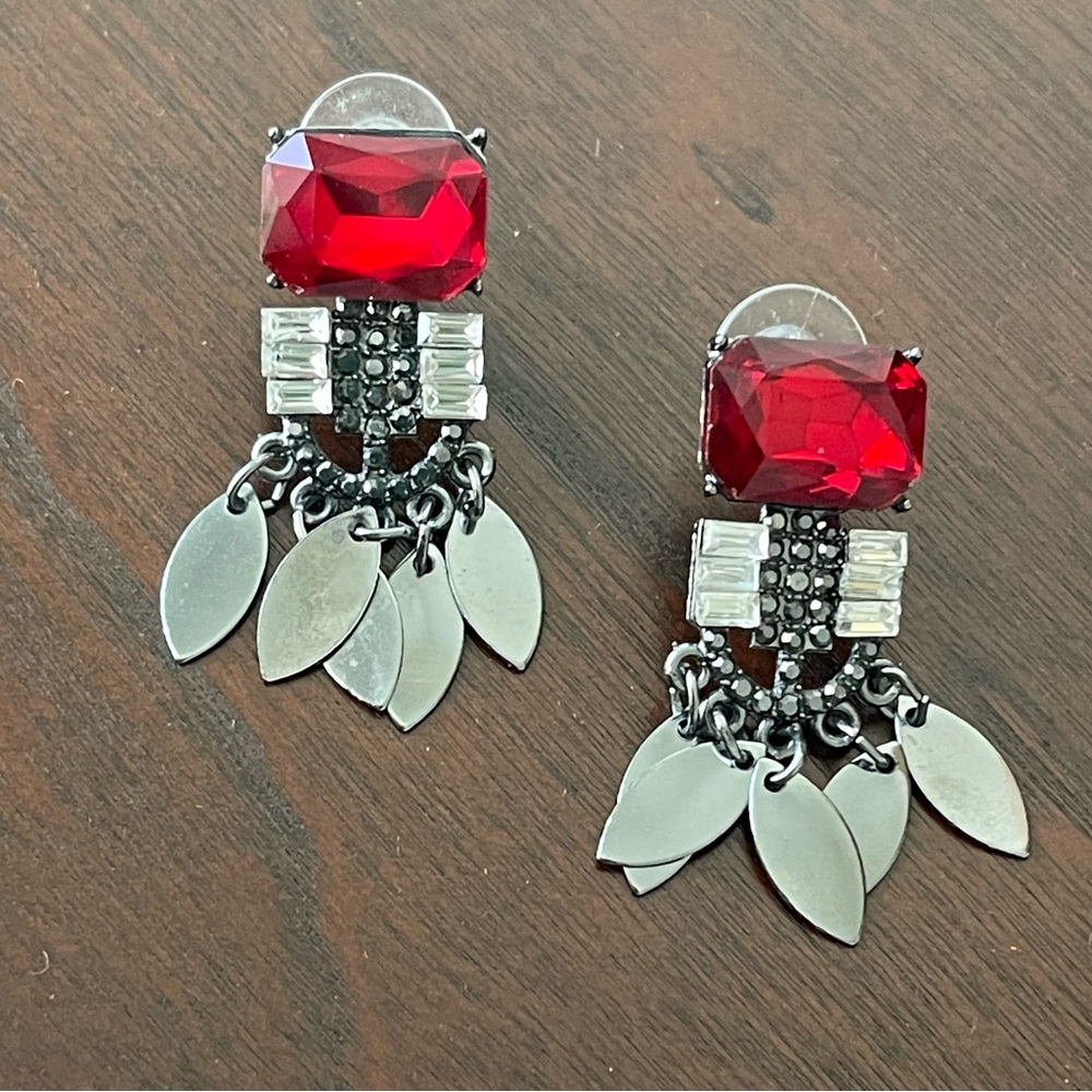 New Stunning & Elegant Red and Silver Dangle Earrings !